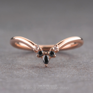 Freya Wedding Ring, 5 White and Black Diamond, Round Band women's wedding band, Point No Point Studio. Eco-friendly, Recycled Metals, Conflict Free.