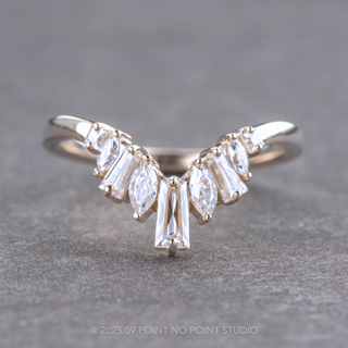 Marquise and Baguette Moissanite Wedding Band, Tassel Setting, Platinum