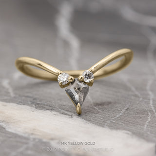 Charlotte Wedding Ring, Salt and Pepper Kite and White Diamond, Round Band