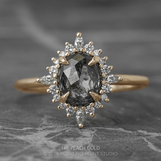 1.56 Carat Black Salt and Pepper Oval Diamond Engagement Ring, Cosette Setting