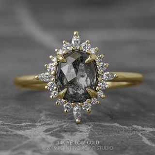 1.56 Carat Black Salt and Pepper Oval Diamond Engagement Ring, Cosette Setting