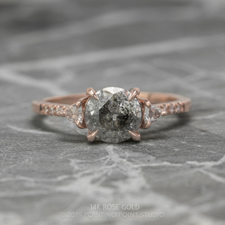1.60 Carat Salt and Pepper Round Diamond Engagement Ring, Eliza Setting
