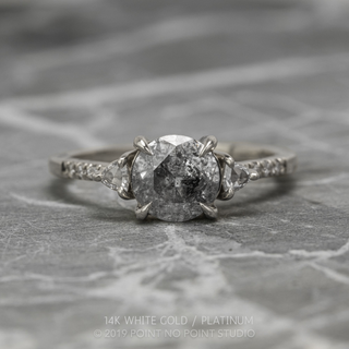 1.60 Carat Salt and Pepper Round Diamond Engagement Ring, Eliza Setting