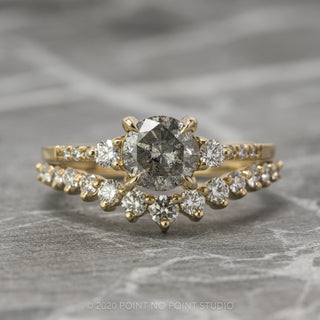 1.33 Carat Salt and Pepper Diamond Engagement Ring, Eliza Setting, 14K Yellow Gold