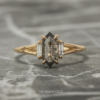 1.81 Carat Black Salt and Pepper Hexagon Diamond Engagement Ring, Zinnia Setting