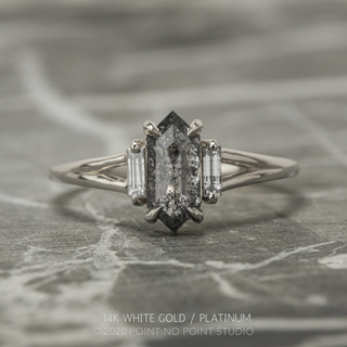 1.81 Carat Black Salt and Pepper Hexagon Diamond Engagement Ring, Zinnia Setting