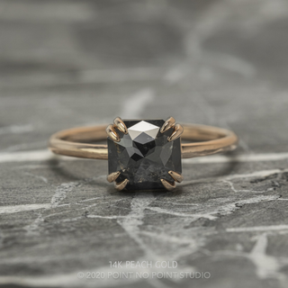 1.90 Carat Black Asscher Diamond Engagement Ring,  Double Prong Jane Setting