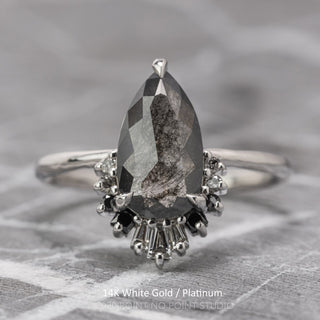 1.29 Carat Black Pear Diamond Engagement Ring, Ombre Wren Setting