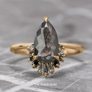 1.29 Carat Black Pear Diamond Engagement Ring, Ombre Wren Setting