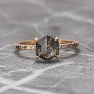 1.61 Carat Black Hexagon Diamond Engagement Ring, Ombre Jules Setting