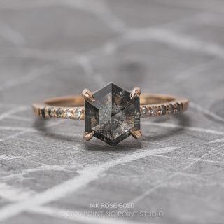 1.61 Carat Black Hexagon Diamond Engagement Ring, Ombre Jules Setting