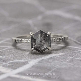 1.61 Carat Black Hexagon Diamond Engagement Ring, Ombre Jules Setting
