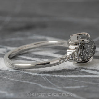 2.31 Carat Salt and Pepper Cushion Diamond Engagement Ring, Betsy Setting, 14K White Gold