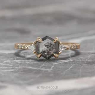 1.25 Carat Black Salt and Pepper Hexagon Diamond Engagement Ring, Eliza Setting