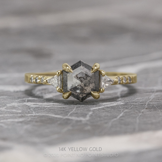 1.25 Carat Black Salt and Pepper Hexagon Diamond Engagement Ring, Eliza Setting