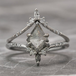 1.15 Carat Salt and Pepper Kite Diamond Engagement Ring, Flora Setting, Platinum