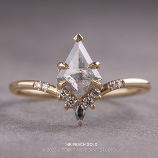 1.04 Carat Salt and Pepper Kite Diamond Engagement Ring, Flora Setting