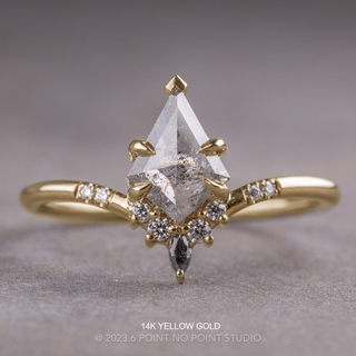1.04 Carat Salt and Pepper Kite Diamond Engagement Ring, Flora Setting