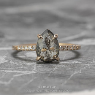 1.12 Carat Salt and Pepper Pear Diamond Engagement Ring, Jules Setting
