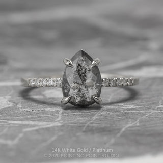 1.12 Carat Salt and Pepper Pear Diamond Engagement Ring, Jules Setting