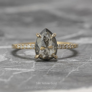 1.12 Carat Salt and Pepper Pear Diamond Engagement Ring, Jules Setting