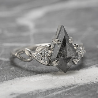 1.56 Carat Black Speckled Kite Diamond Engagement Ring, Quinn Setting, Platinum