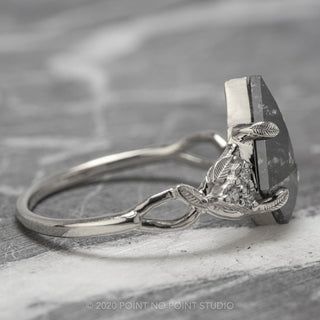 1.56 Carat Black Speckled Kite Diamond Engagement Ring, Quinn Setting, Platinum