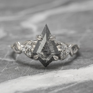 1.75 Carat Black Salt and Pepper Kite Diamond Engagement Ring, Quinn Setting