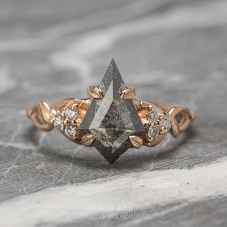 1.75 Carat Black Salt and Pepper Kite Diamond Engagement Ring, Quinn Setting