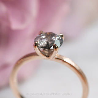 1.51 Carat Salt and Pepper Diamond Engagement Ring, Jane Setting, 14K Rose Gold