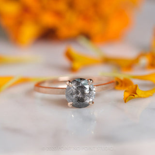 1.51 Carat Salt and Pepper Diamond Engagement Ring, Jane Setting, 14K Rose Gold