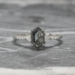 1.11 Carat Black Hexagon Diamond Engagement Ring, Eliza Setting