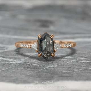 1.11 Carat Black Hexagon Diamond Engagement Ring, Eliza Setting