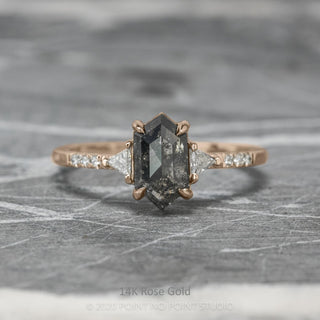 1.11 Carat Black Hexagon Diamond Engagement Ring, Eliza Setting