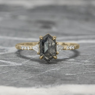 1.11 Carat Black Hexagon Diamond Engagement Ring, Eliza Setting
