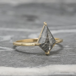 1 Carat Salt and Pepper Kite Diamond Engagement Ring, Jane Setting, 14K Yellow Gold