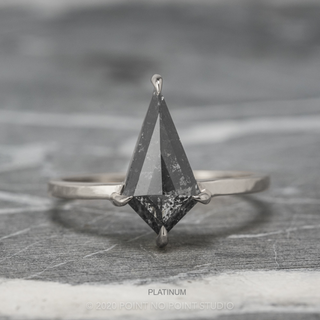 1.08 Carat Black Salt and Pepper Kite Diamond Engagement Ring, Jane Setting