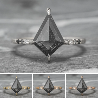 1.46 Carat Black Kite Diamond Engagement Ring, Ombre Jules Setting