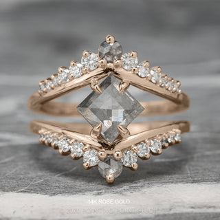 1.18 Carat Salt and Pepper Lozenge Diamond Engagement Ring, Empress Setting