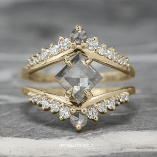 1.18 Carat Salt and Pepper Lozenge Diamond Engagement Ring, Empress Setting