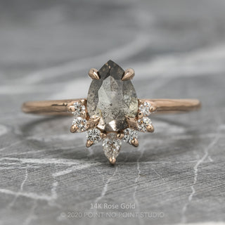 1.13 Carat Salt and Pepper Pear Diamond Engagement Ring, Ava Setting