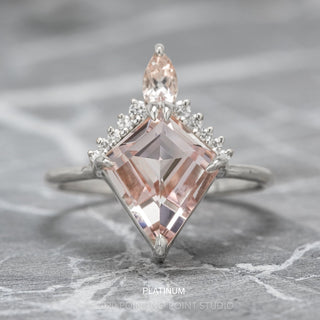 2.37 Carat Kite Morganite and Diamond Engagement Ring, Ava Setting
