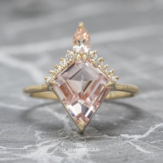 2.37 Carat Kite Morganite and Diamond Engagement Ring, Ava Setting