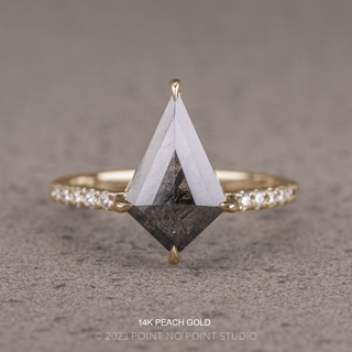 1.94 Carat Black Salt and Pepper Kite Diamond Engagement Ring, Jules Setting
