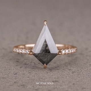 1.94 Carat Black Salt and Pepper Kite Diamond Engagement Ring, Jules Setting