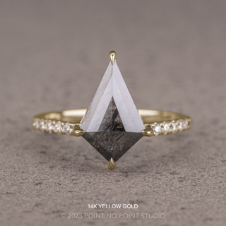 1.94 Carat Black Salt and Pepper Kite Diamond Engagement Ring, Jules Setting