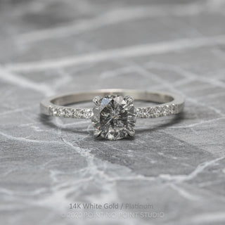 1.04 Carat Salt and Pepper Round Diamond Engagement Ring, Jules Setting