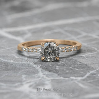 1.04 Carat Salt and Pepper Round Diamond Engagement Ring, Jules Setting