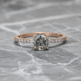 1.04 Carat Salt and Pepper Round Diamond Engagement Ring, Jules Setting