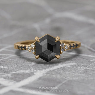 1.75 Carat Black Hexagon Diamond Engagement Ring, Quincy Setting